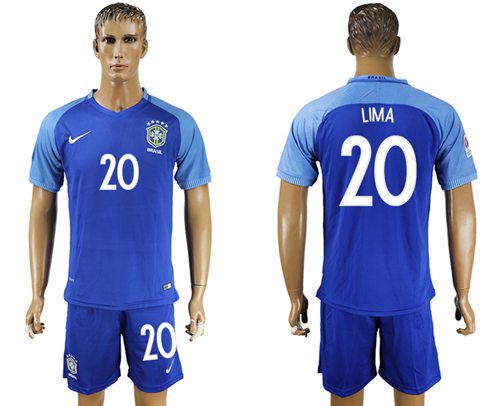 Brazil #20 LIMA Blue Soccer Country Jersey - Click Image to Close